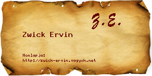 Zwick Ervin névjegykártya